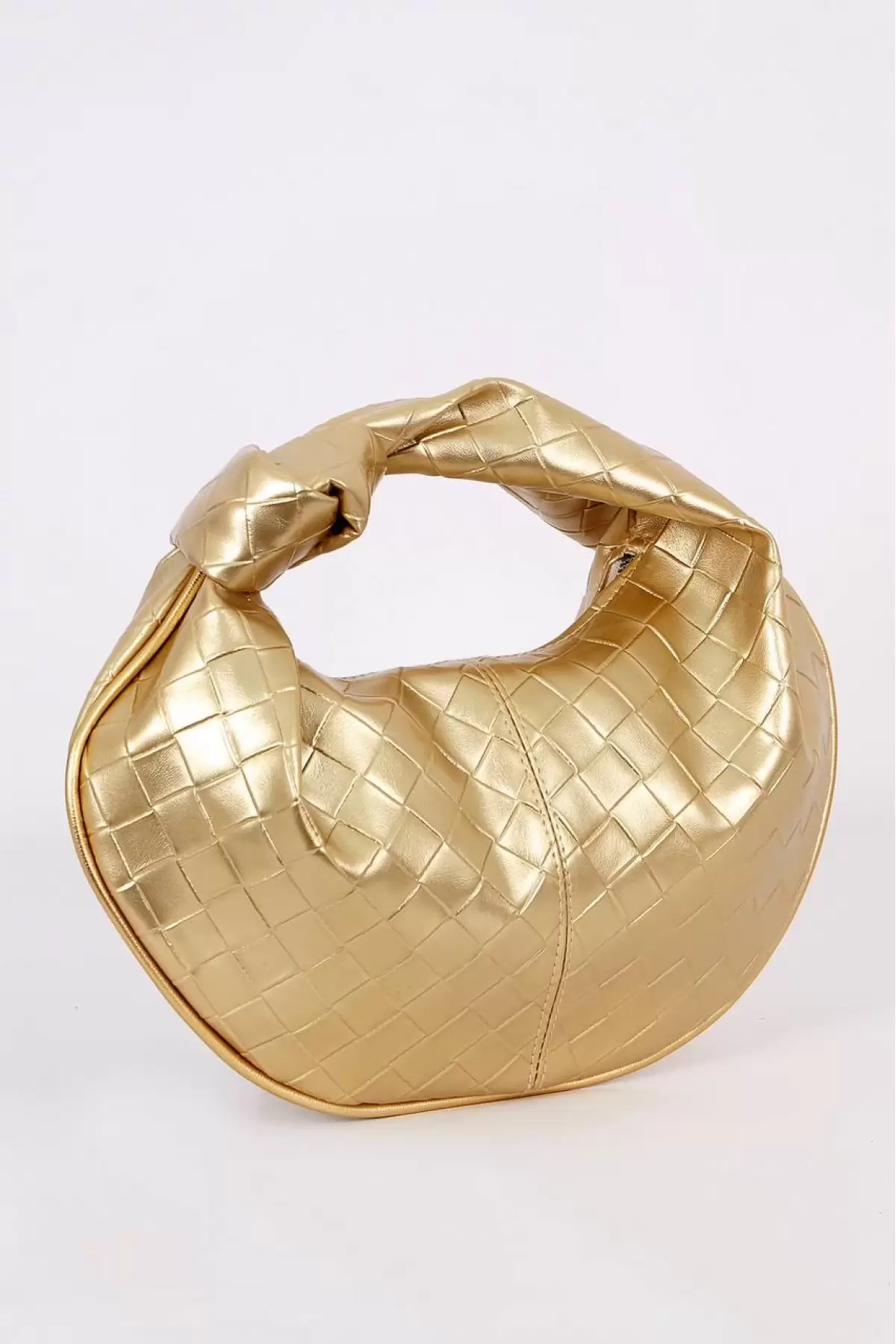 Helen Gold Knotted Knitted Pattern Womens Handbag