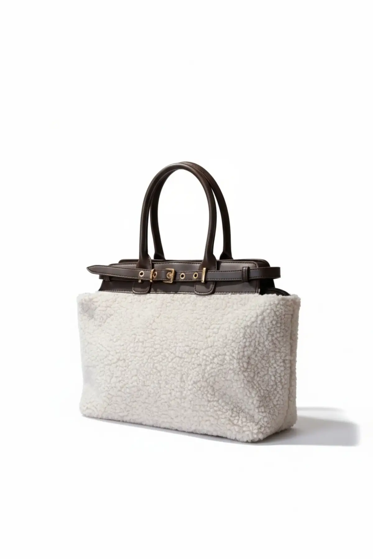 Hitit Kahve-Peluş Kemer Detaylı Fermuar Kapama Kadın Omuz Çantası