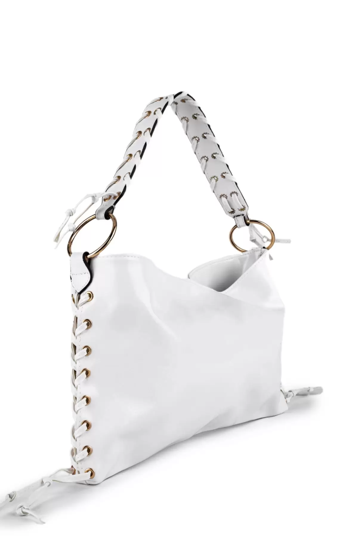 Iconic Brown Wrinkled Rope Detailed Baguette Womens Shoulder Bag