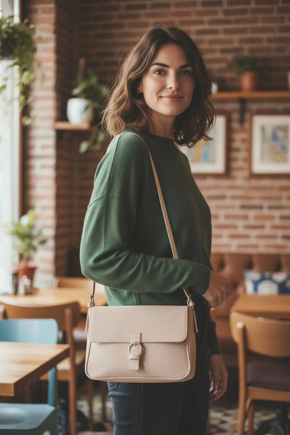 Kleopatra Vizon Yumuşak Deri Çift Askılı Vintage Kadın El Ve Omuz Çantası