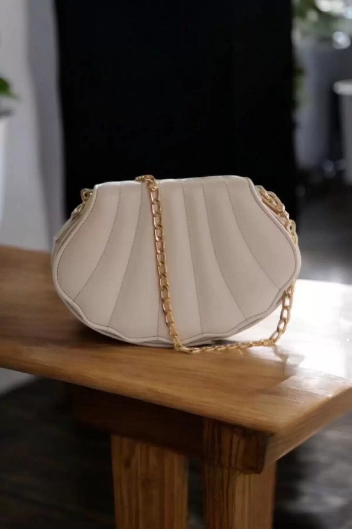 Lalin Krem Mat Zincir Askılı Kadın Abiye Clutch Çanta