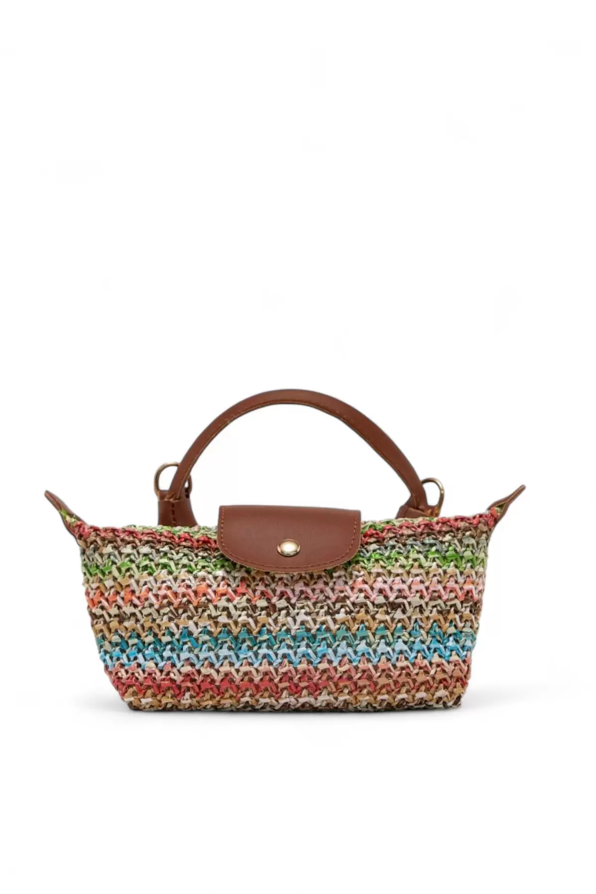 Laurel Taba/Çok Renkli Hasır El Dokuma Kadın Mini Bag