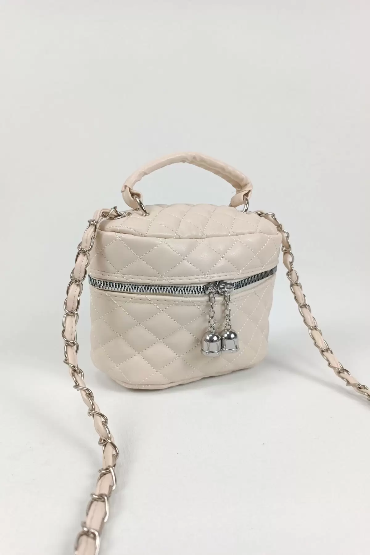 Leslie Krem Kapitone Desen Kadın Kutu Crossbody Bag