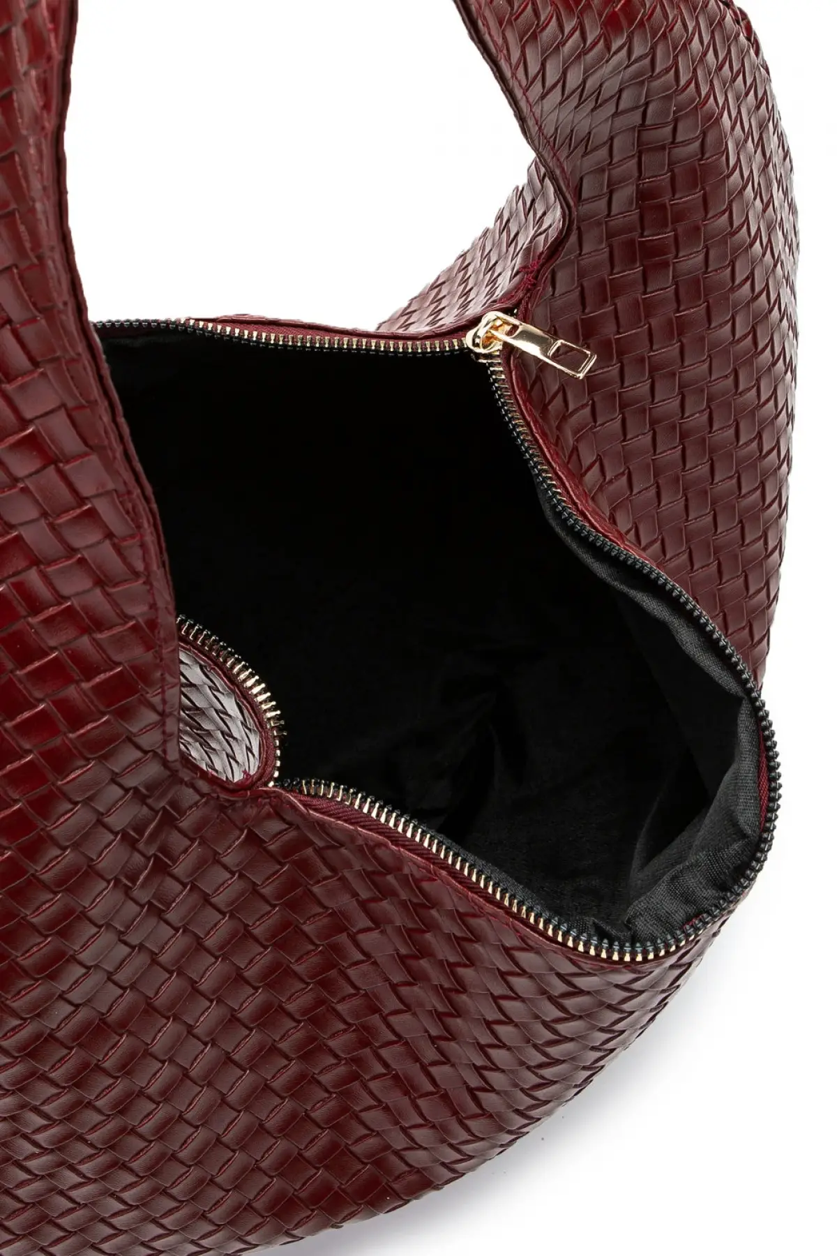 Liya Bordo Örgü Desen Shopper Kadın Omuz Çantası