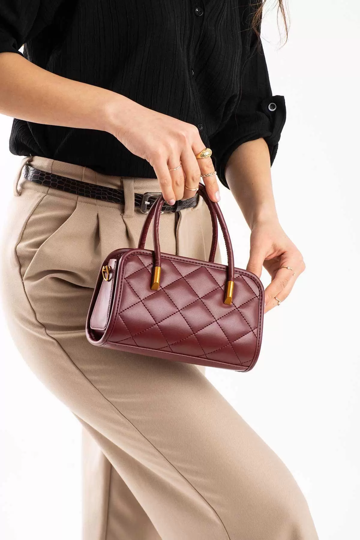 Luna Claret Red Cross-Strap Womens Shoulder Bag with Sewing Accessories