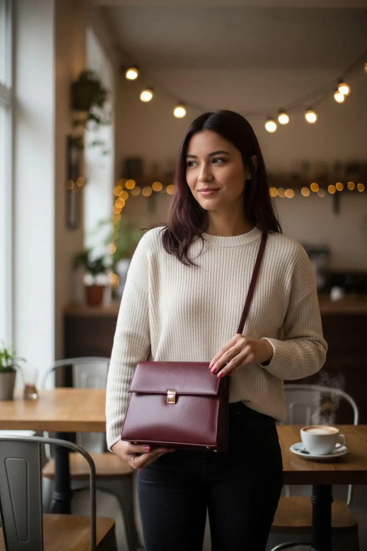 Nerasy Bordo Cilt Vintage Tasarım Kadın Omuz Çantası