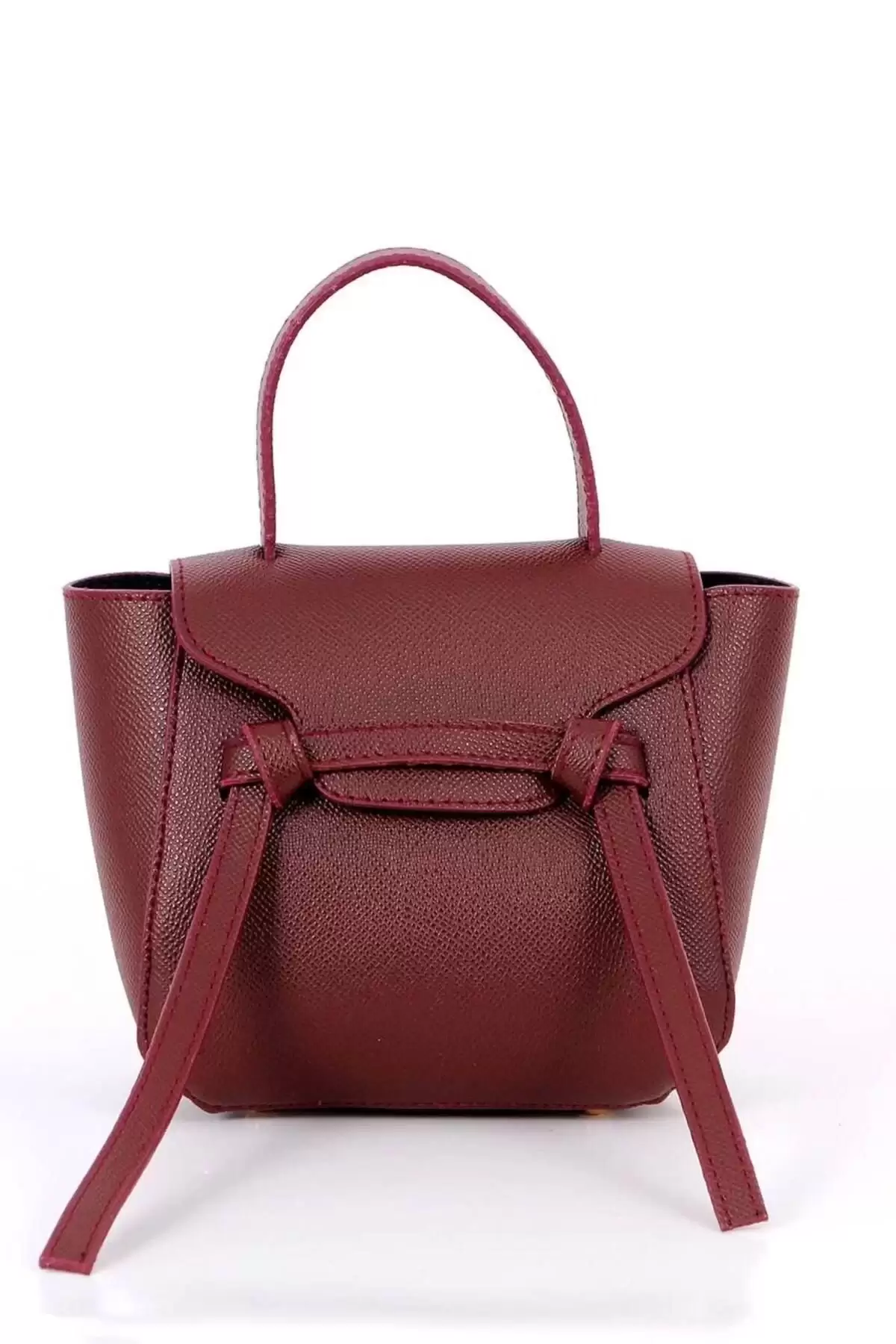 Pina Bordo Dikiş Detaylı Mini Baget Kadın Omuz Çantası