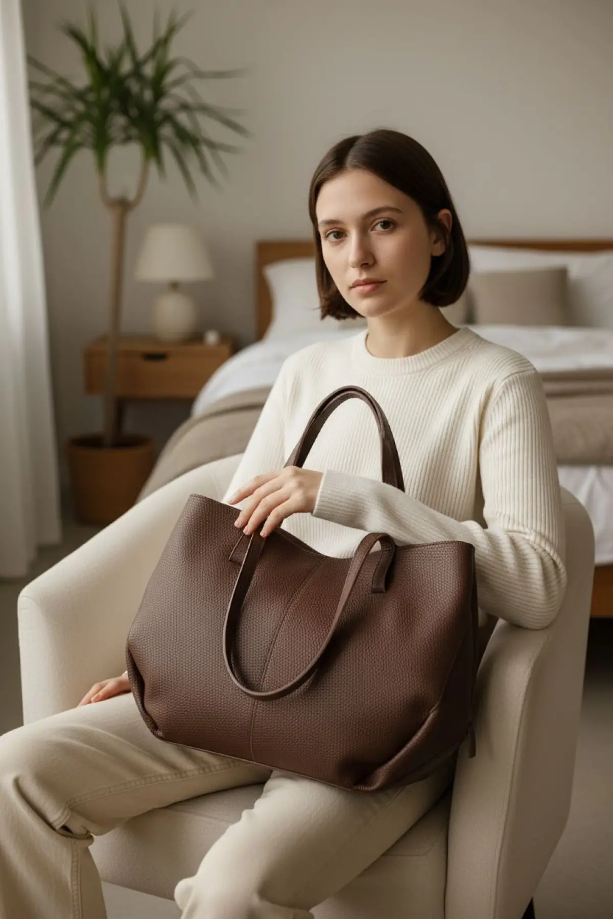 Robin Acı Kahve Big Shopper Cüzdanlı Kadın Omuz Çantası