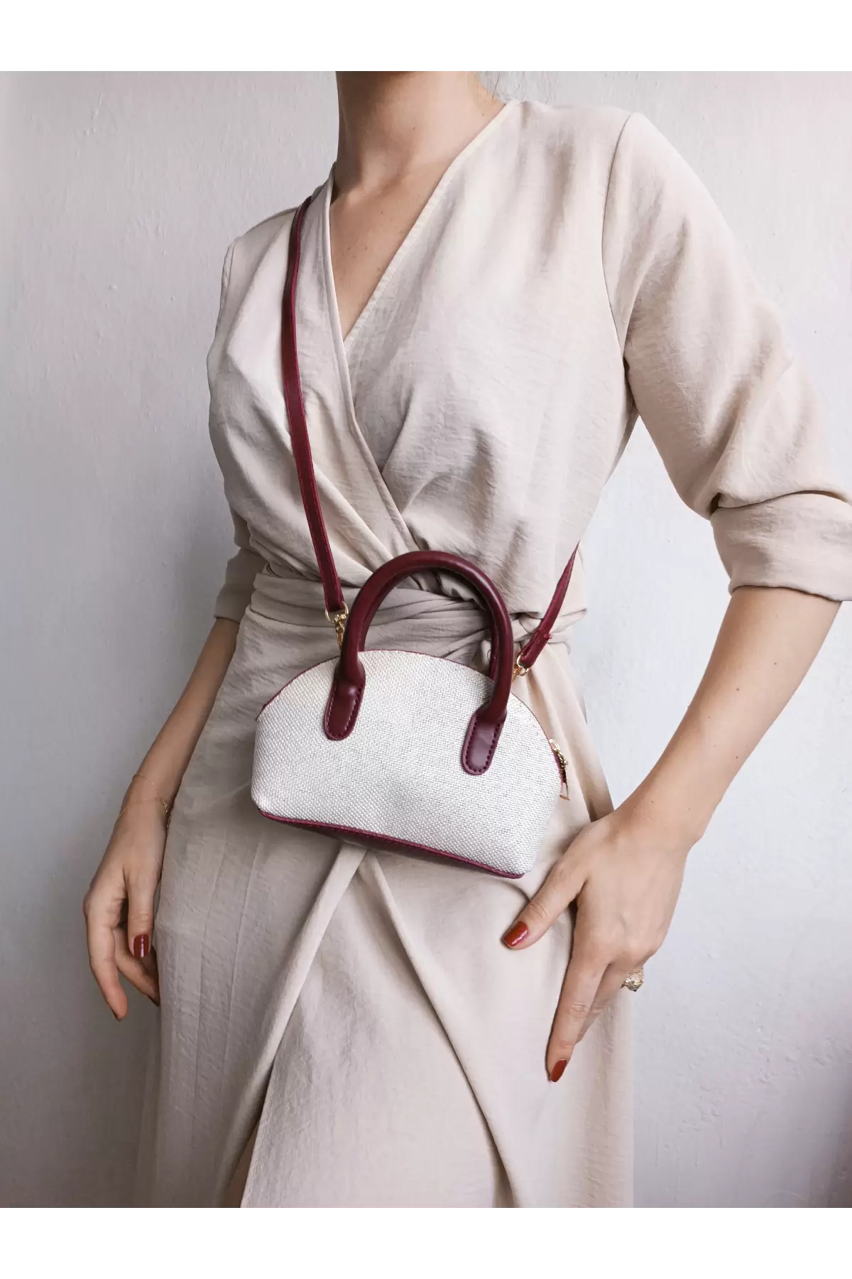 Sapphire Canvas Burgundy Mini Womens Hand and Shoulder Bag