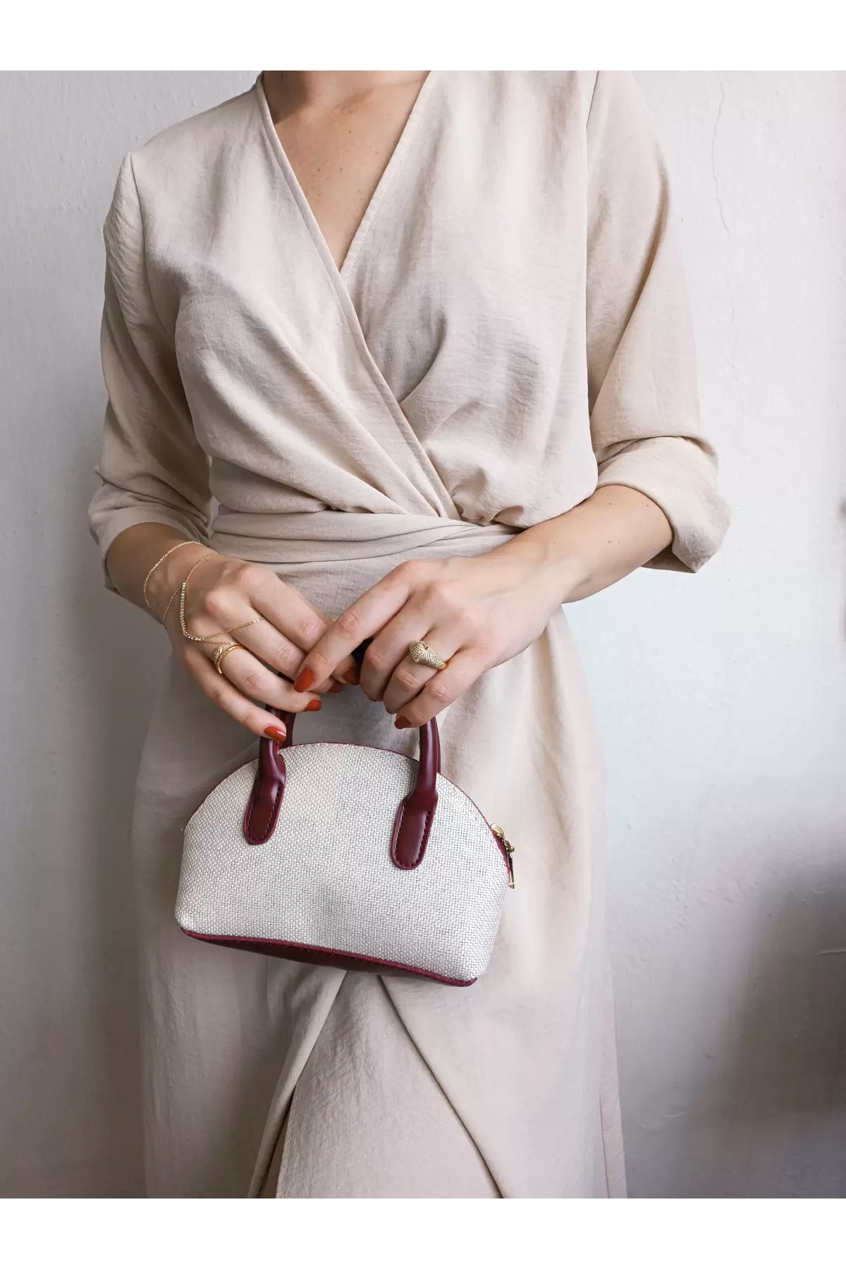 Sapphire Canvas Burgundy Mini Womens Hand and Shoulder Bag