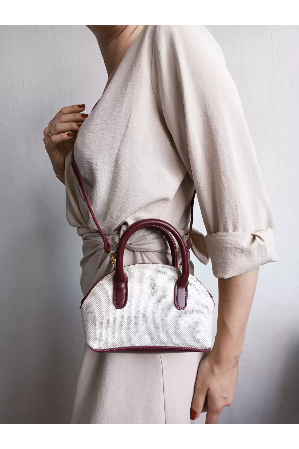 Sapphire Canvas Burgundy Mini Womens Hand and Shoulder Bag