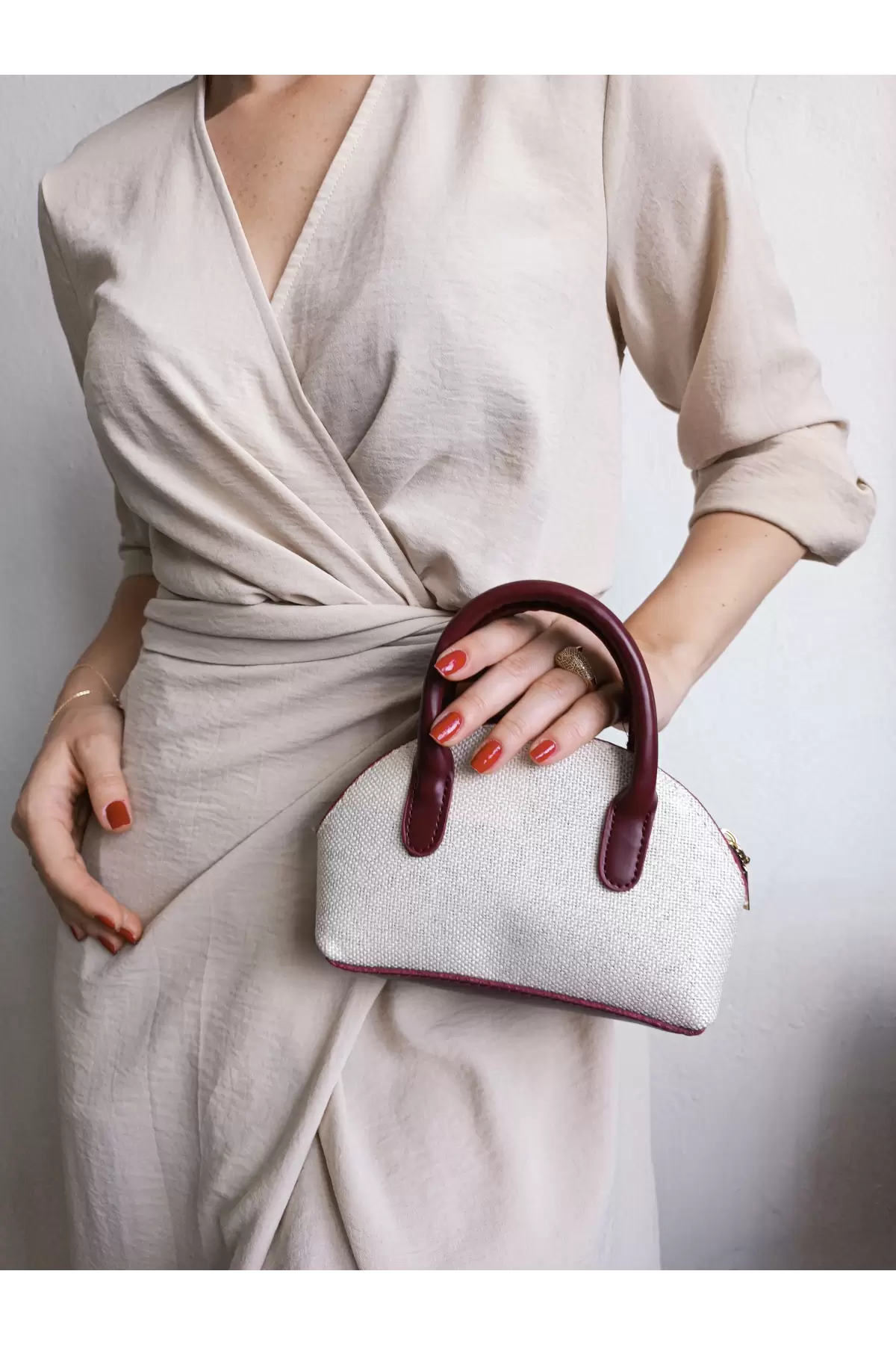 Sapphire Canvas Burgundy Mini Womens Hand and Shoulder Bag