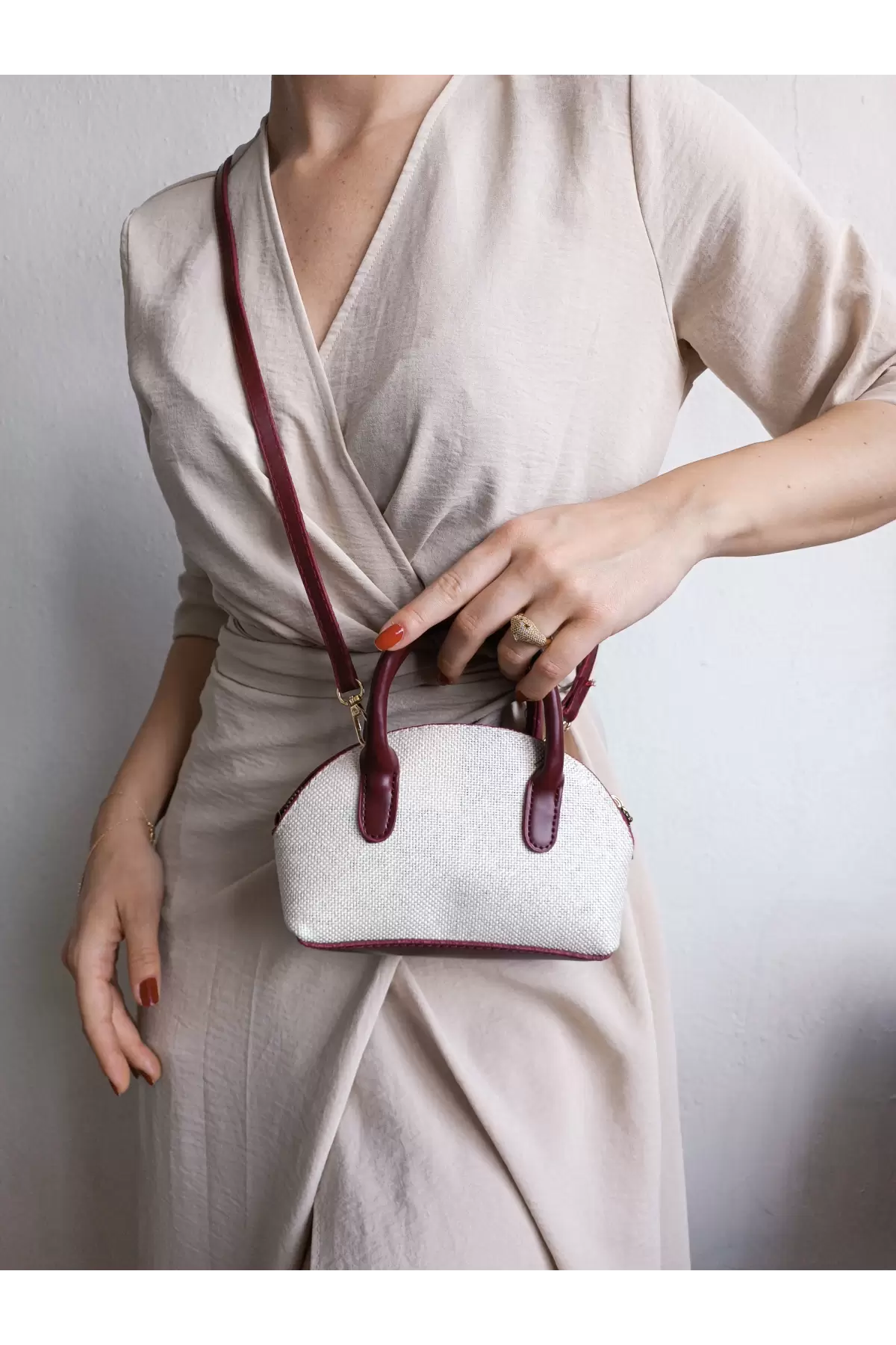 Sapphire Canvas Burgundy Mini Womens Hand and Shoulder Bag