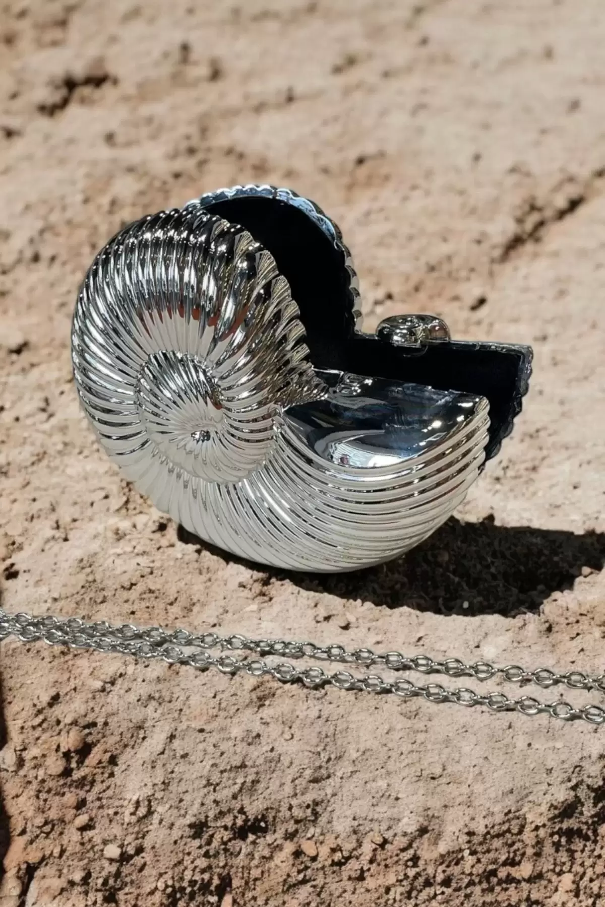 Seashell Gümüş Zincir Askılı Portföy Kadın El Ve Omuz Çantası