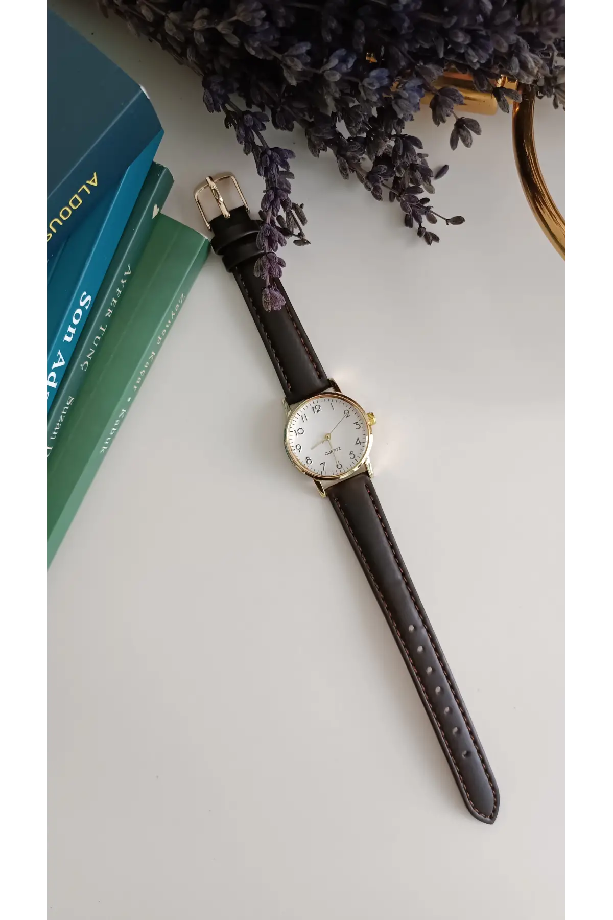 Siesta Kahve Deri Kordonlu Kare Minimal Kadın Kol Saati