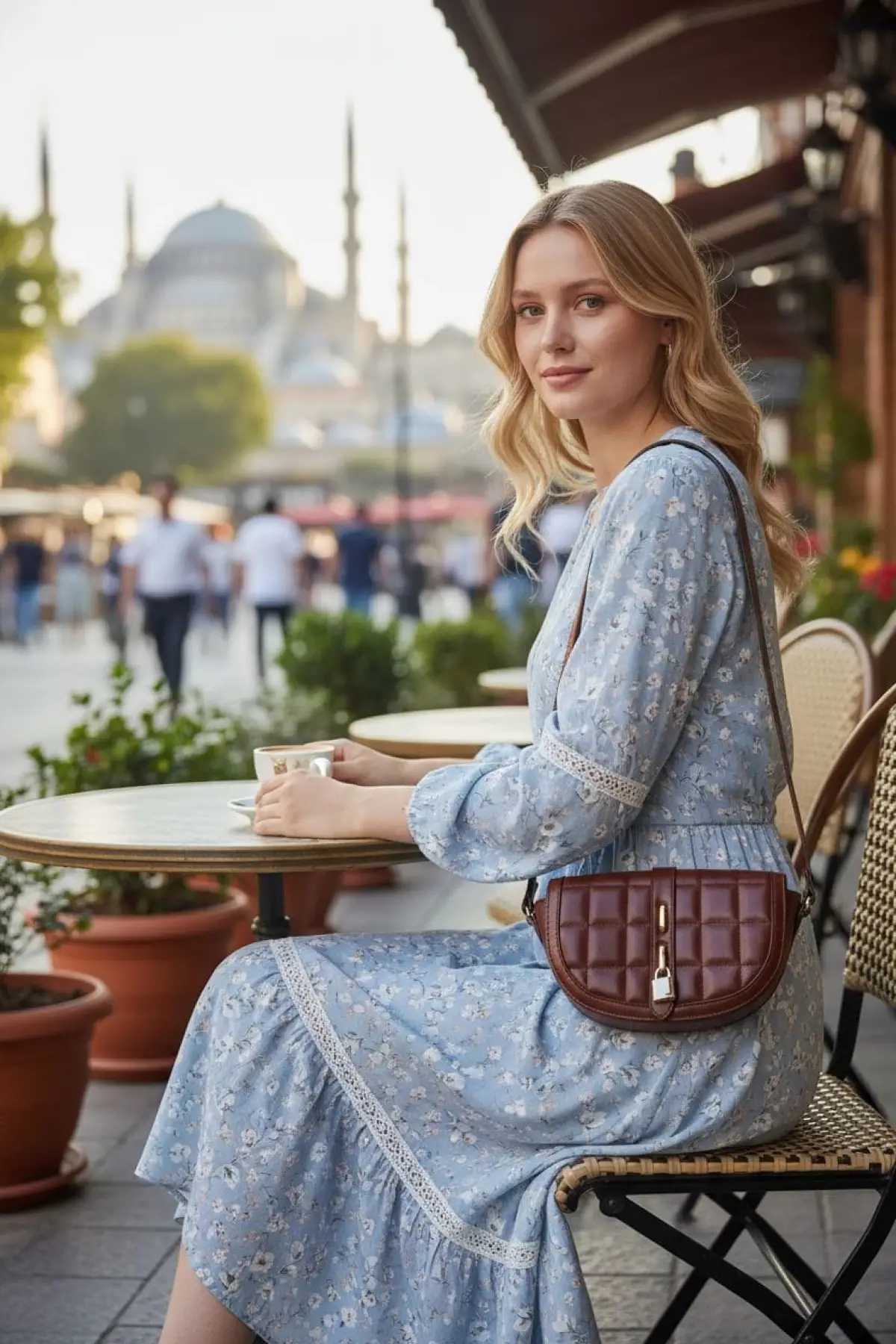 Stella Bordo Kilit Aksesuarlı Kapitone Desenli Çapraz Askılı Trend Kadın Omuz Çantası