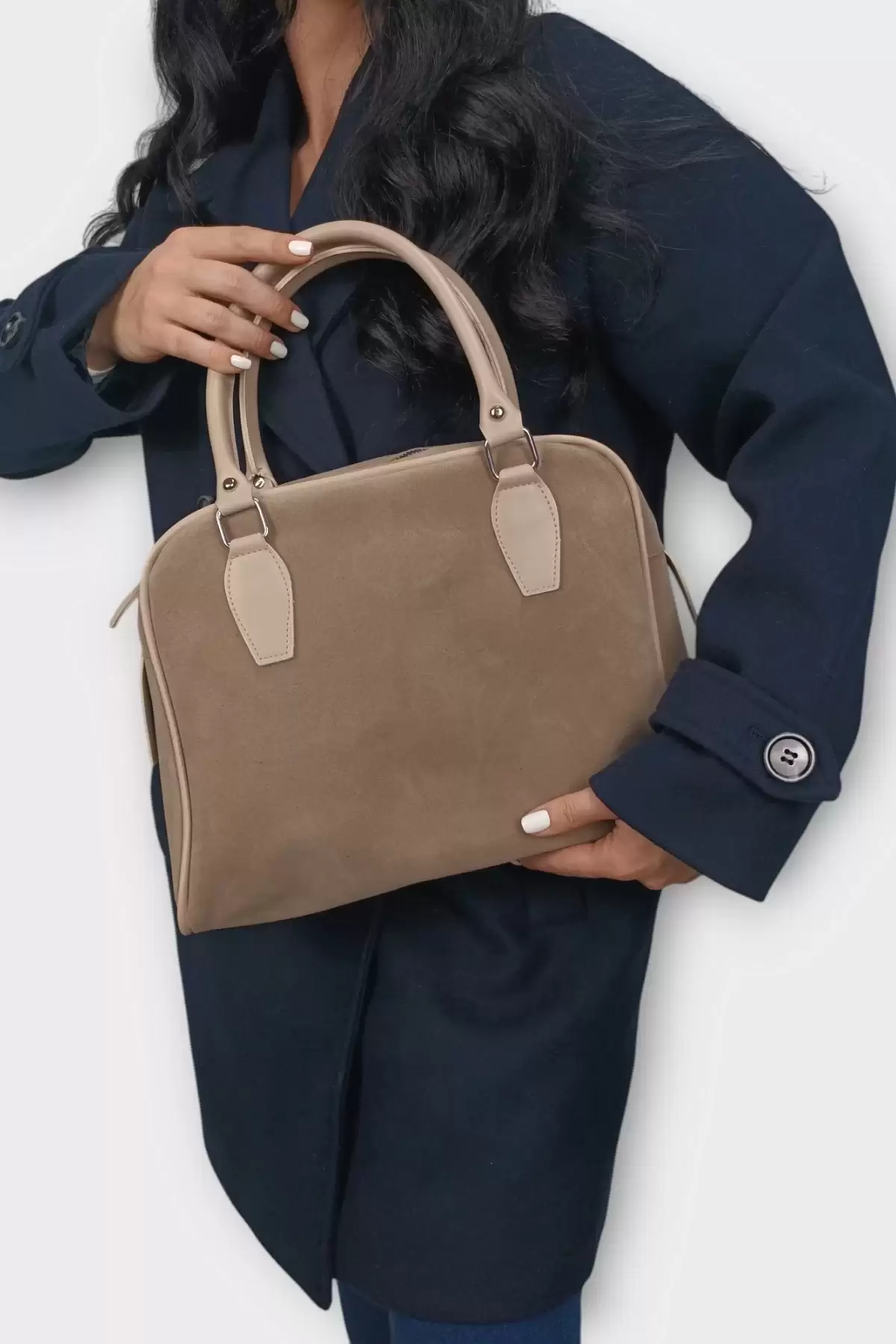 Winter Vizon Süet Pin Model Kadın El Kol Ve Omuz Çantası