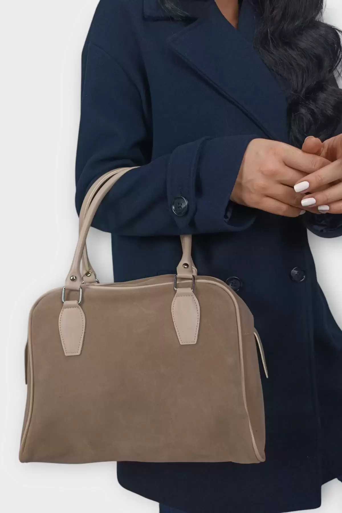 Winter Vizon Süet Pin Model Kadın El Kol Ve Omuz Çantası