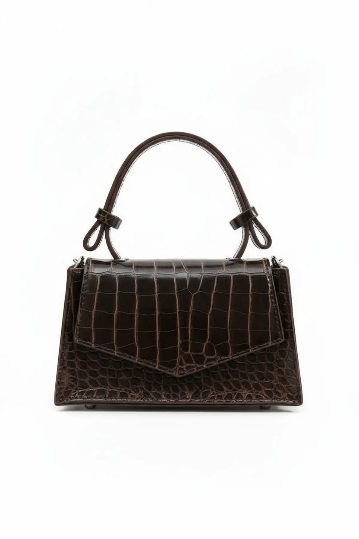 Zeus Brown Croco Chain Strap Womens Handbag and Shoulder Bag