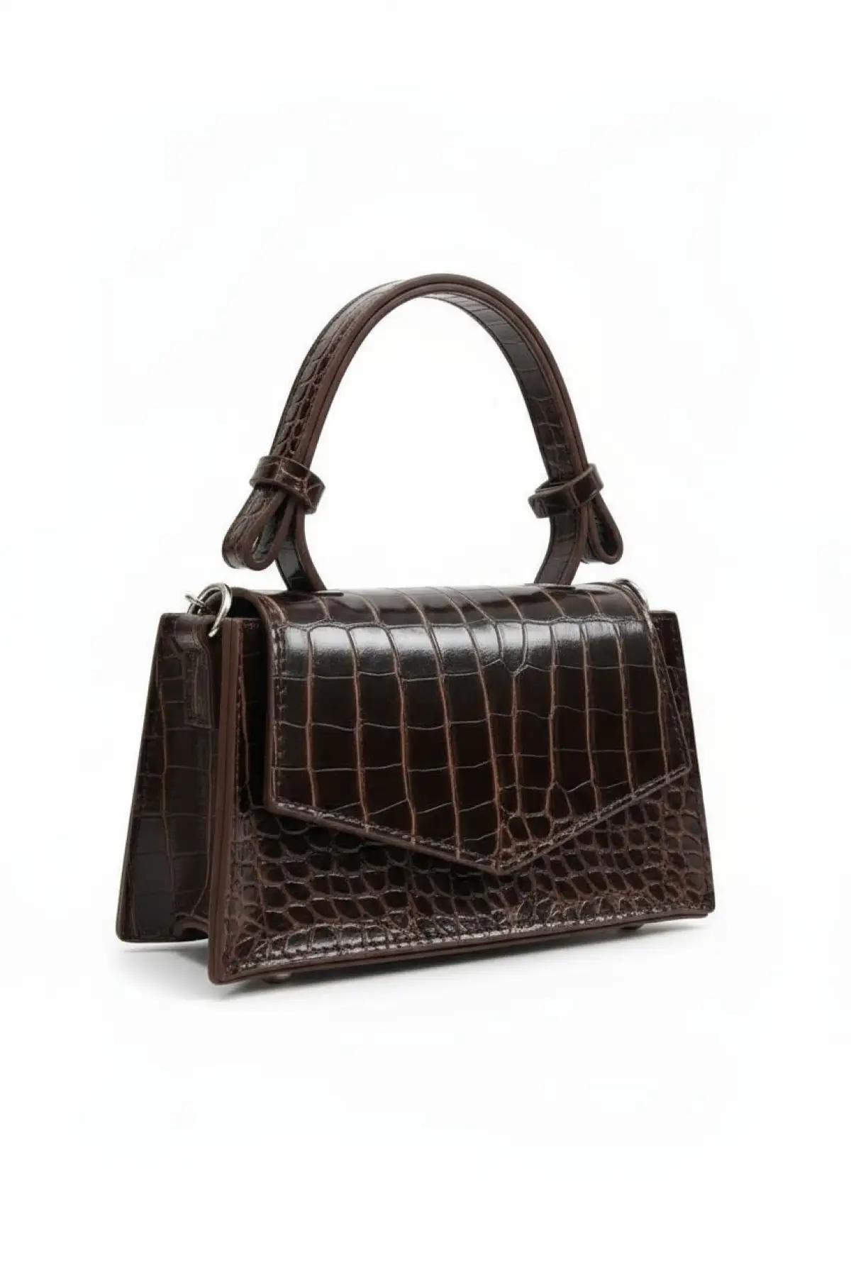 Zeus Brown Croco Chain Strap Womens Handbag and Shoulder Bag
