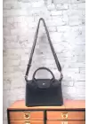 Alba Siyah-siyah Çıt Çıt Kapamalı Ayarlanabilir Askılı Trend Kadın El Ve Omuz Çantası