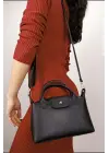 Alba Siyah-siyah Çıt Çıt Kapamalı Ayarlanabilir Askılı Trend Kadın El Ve Omuz Çantası