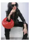 Helen Knotted Red Knitted Pattern Trend Mini Bowl Bag