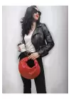 Helen Knotted Red Knitted Pattern Trend Mini Bowl Bag
