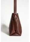 Nastroy Büyük Boy Kemer Detaylı Çıt Çıt Kapamalı Shopper Bordo Cilt Nastroy Trend Kadın Omuz Çantası