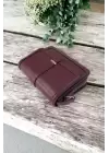 Claire Burgundy Skin Trend Womens Cross Shoulder Bag with Belt Detail