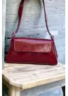 Anjeli Bordo Rugan Kapaklı Trend Baget Kadın Omuz Çantası