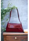 Anjeli Bordo Rugan Kapaklı Trend Baget Kadın Omuz Çantası