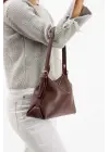 Laila Bordo Fermuarlı Trend Kadın Kol Ve Omuz Çantası