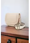 Hola Mink Skin Canvas Stripe Strap Womens Trendy Shoulder Bag