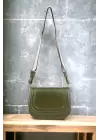 Hola Khaki Skin Canvas Stripe Strap Womens Trendy Shoulder Bag