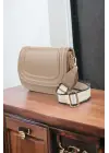 Hola Koyu Vizon Cilt Kanvas Şerit Askılı Kadın Trend Omuz Çantası