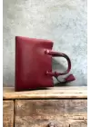 Umai Double Eyed Snap Closure Burgundy Skin Mini Trendy Womens Hand and Shoulder Bag