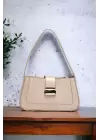 Lena Mink Baguette Womens Hand and Shoulder Bag with Metal Buckle