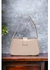 Lena Mink Baguette Womens Hand and Shoulder Bag with Metal Buckle