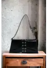Ruby Siyah Asimetrik Zımba Detaylı Kadın Kol Ve Omuz Çantası