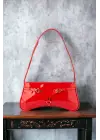 Samuel Red Baguette Womens Shoulder Bag with Triangle Detail Accessories