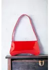 Samuel Red Baguette Womens Shoulder Bag with Triangle Detail Accessories