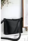 Amy Black Leather Box Form Womens Shoulder Bag with Buckle Accessories