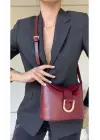 Amy Claret Red Box Form Womens Shoulder Bag with Buckle Accessories