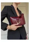 Amy Claret Red Box Form Womens Shoulder Bag with Buckle Accessories