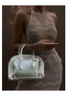 Lovina White Trendy Womens Shoulder Bag with Double Zipper Eyes