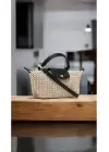 Laurel Black/Straw Handwoven Womens Mini Bag