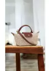 Laurel Brown/Straw Hand Woven Womens Mini Bag