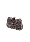 Belinda Antrasit Kristal Taş Kapama Clutch Abiye Portföy Çanta