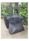 Annalisa Black Nubuck Leather Puppy Bag Womens Handbag and Shoulder Bag